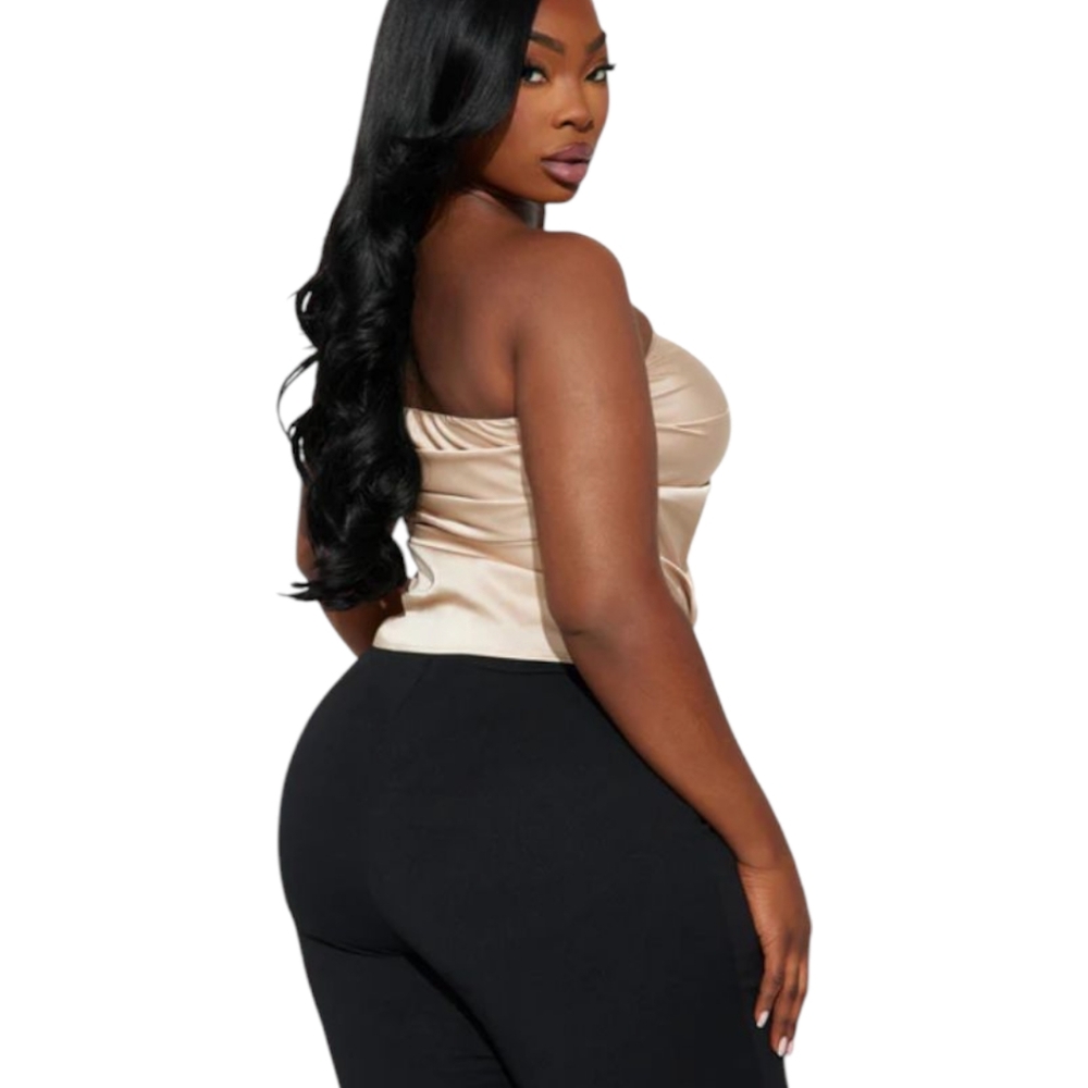 Women's L Valerie Asymmetrical Satin Halter Top - Picture 4 of 13
